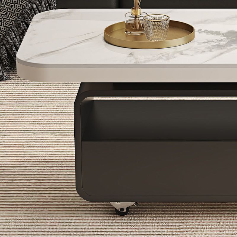 Double Nesting Cart Coffee Table with Wagon Wheel Base, Caster Wheels, Square Top, and 1 Shelf