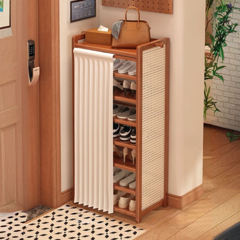 Bamboo Sepia 5 Tiers/6-tier/7 Tiers Dustproof Cover Shoe Storage Cabinet