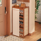 Bamboo Sepia 5 Tiers/6-tier/7 Tiers Dustproof Cover Shoe Storage Cabinet