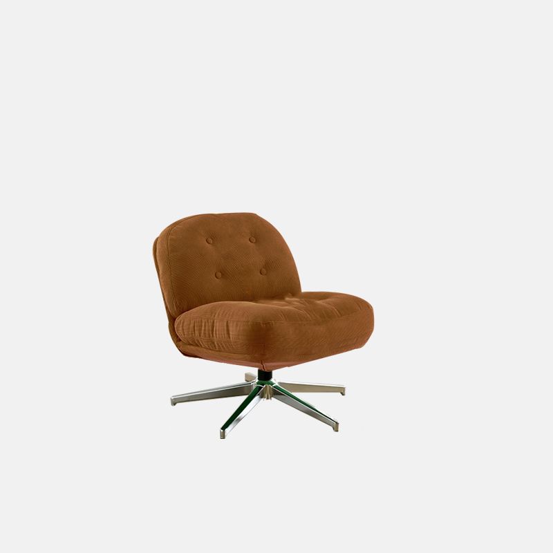 Solid Color Side Chair with Sewn Pillow Back in Blue/Light Brown/Citrus Color, Rotatable with Nailhead Border and Decorative-stitched Tufting