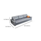 Modish Solid Color Stain Resistant Standard Sofa in Light Gray, Seats 5/4/3 with Receptacle and 2 Pillows