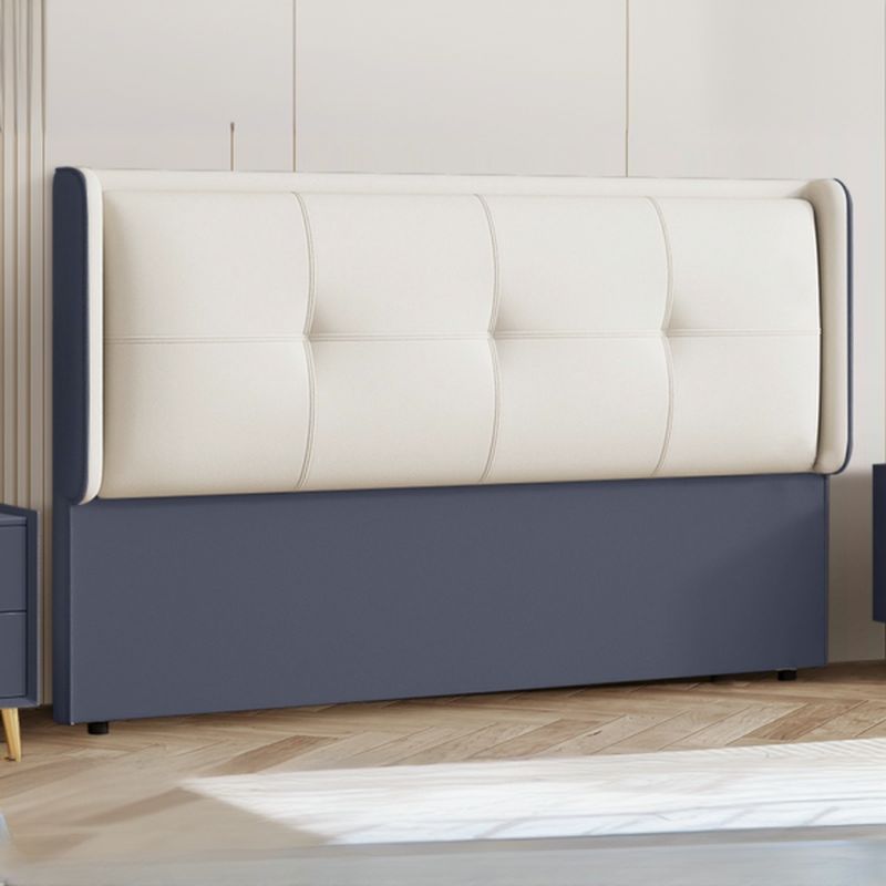 Trendy Wingback Headboard with No Distressing, Piled Tufted Rectangle for Queen/King Bed, Sponge Upholstery Fill, Standard Height