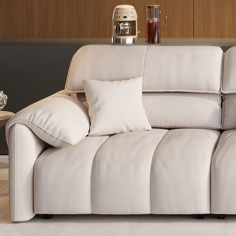 Modish Solid Color Scratch-durable Standard Sofa in Midnight Black/Navy Blue/Sage, Seats 3 with 4 Pillows