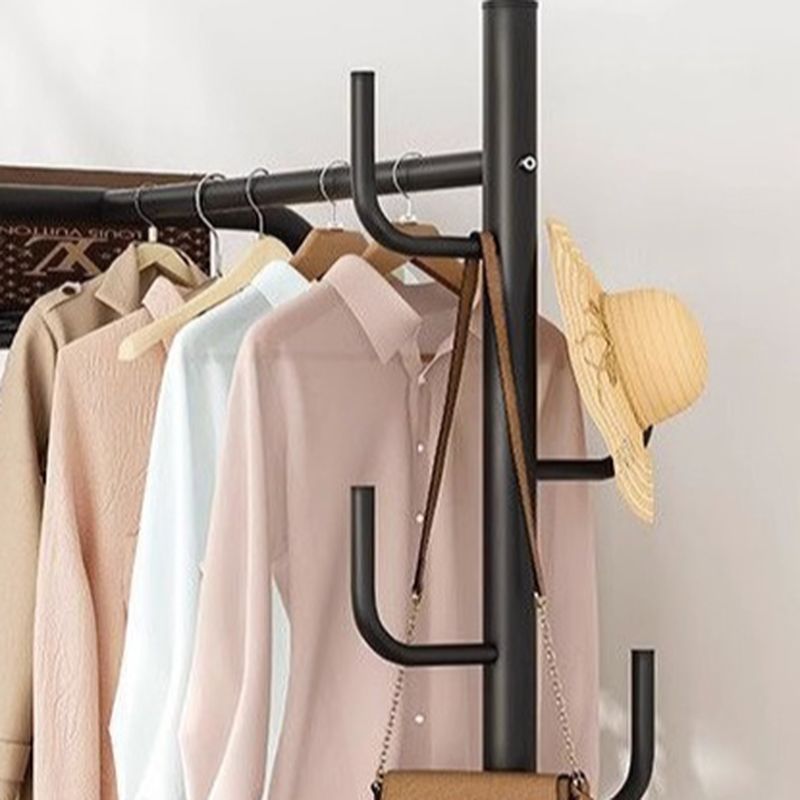 Modern Coat Tree with Stockroom Storage, 2 Shelves, and Alloy Frame