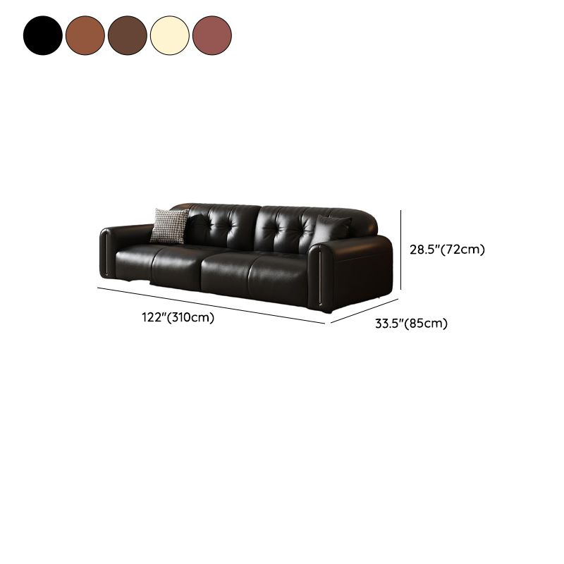 Modern Solid Color Scratch-defiant Standard Sofa in Pu with Scarlet/Off-White/Coffee Upholstery, 4-seater/Seats 5, and 2 Pillows