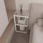 Minimalist Glass Nightstand with Steel Frame - Sleek Open Storage for Bedroom Essentials