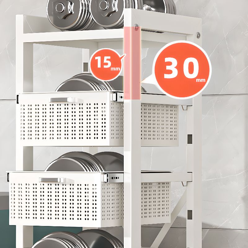 Portable Center with Metal Countertop, Basket, and 4/3 Baskets