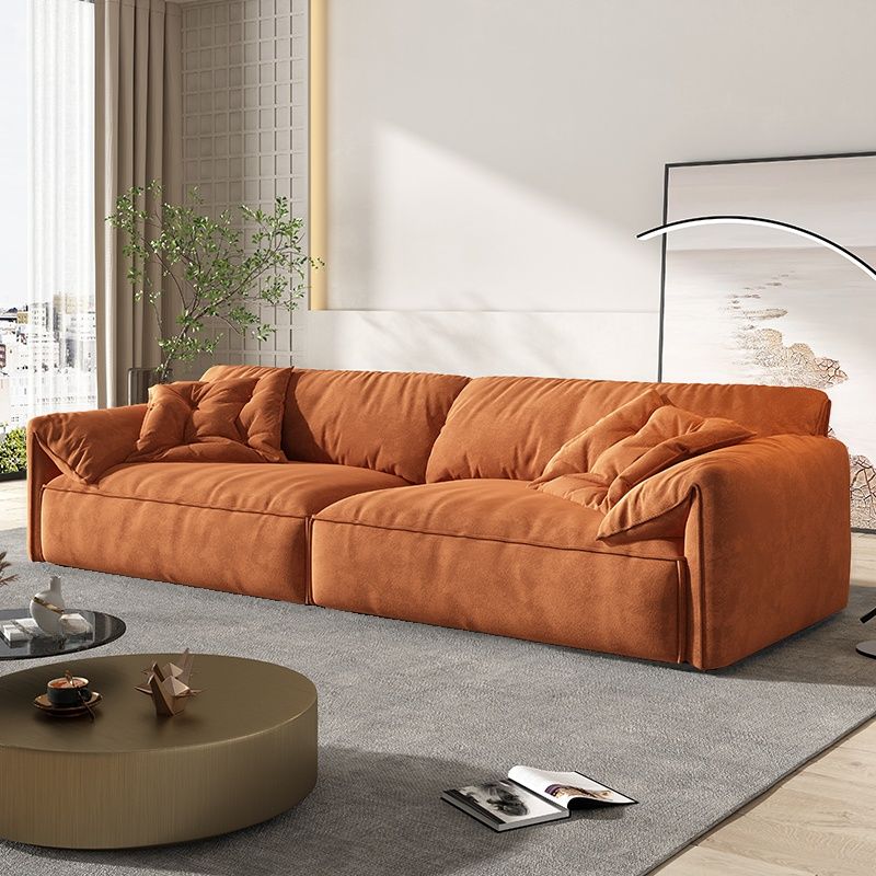 Standard Sofa in Dark Gray/Amber Color/Off-White with 4 Pillows