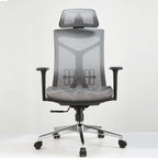 Light Gray Cloth Office Chairs with Portable Wheels, Waterfall Seat, Lumbar Support, Tilt Available, and Headrest