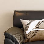 Tear Resistant Standard Sofa in Leather with Black Upholstery and 1 Pillow