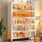 Organizer Shelf with 6-Shelf in Steel, Vertical/Lateral Filing, Transparent Glass Door, Closed Back