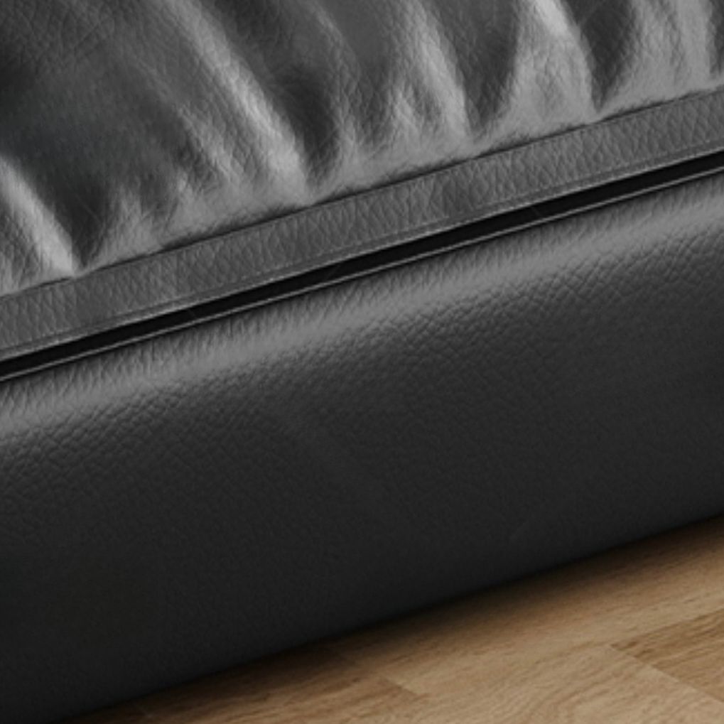 Contemporary Modern Solid Color Stain Resistant Standard/Single Sofa in Midnight Black, Seats 4/5/3 with 1 Pillow