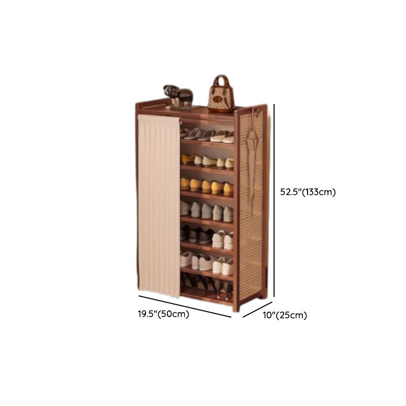 Art Deco Bambusa Rectangle Brown Shoe Rack with 6 Shelves for 11-20 Pairs in Drawing Room