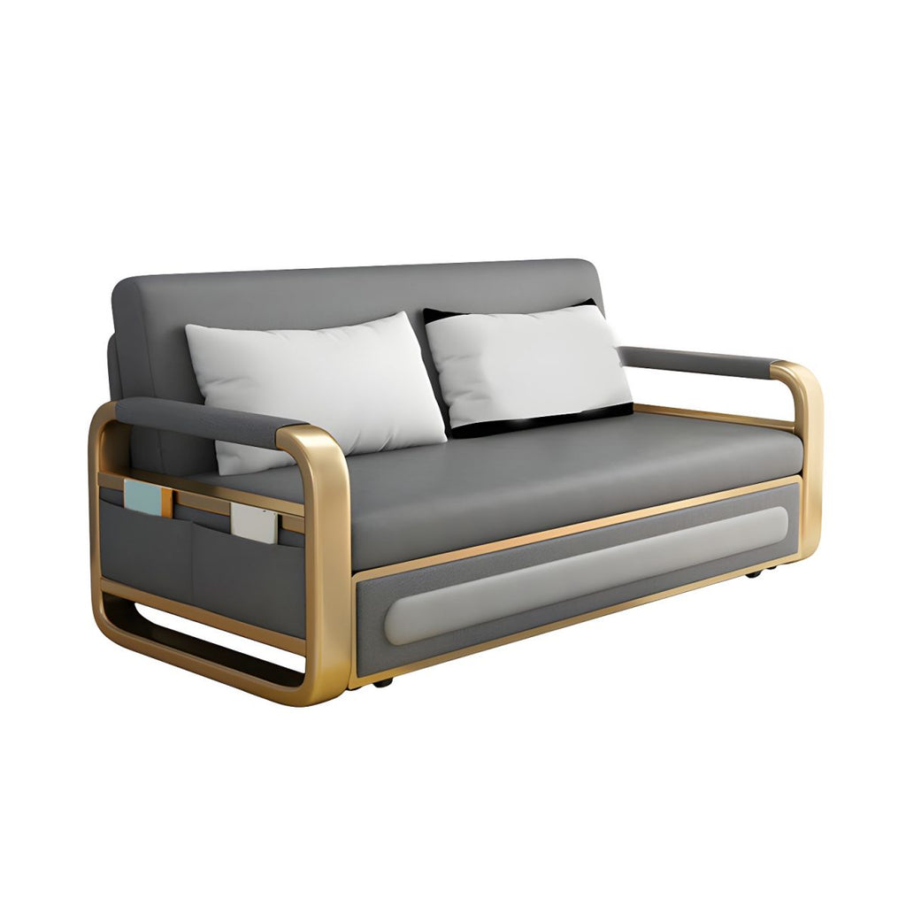 Convertible Futon Sofa Bed Tight Back Faux Leather Settee Loveseat