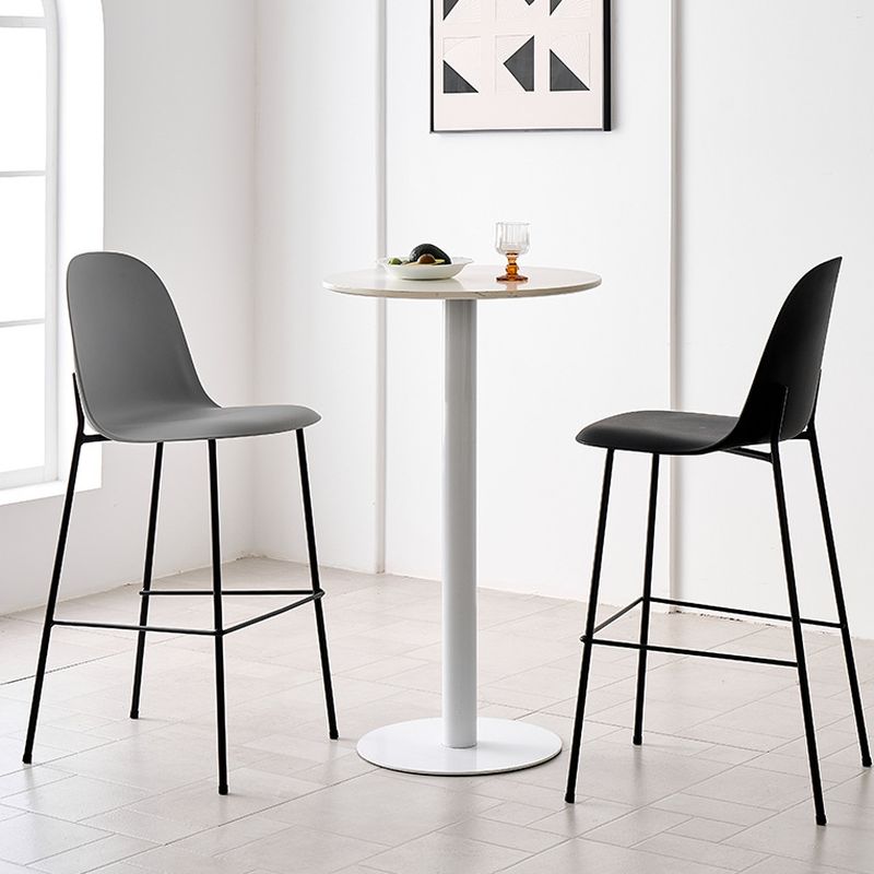 Casual Polymer Bar Stools in White/Lemon Color/Blue with Back, Rectangle Seat, and Leg Rest