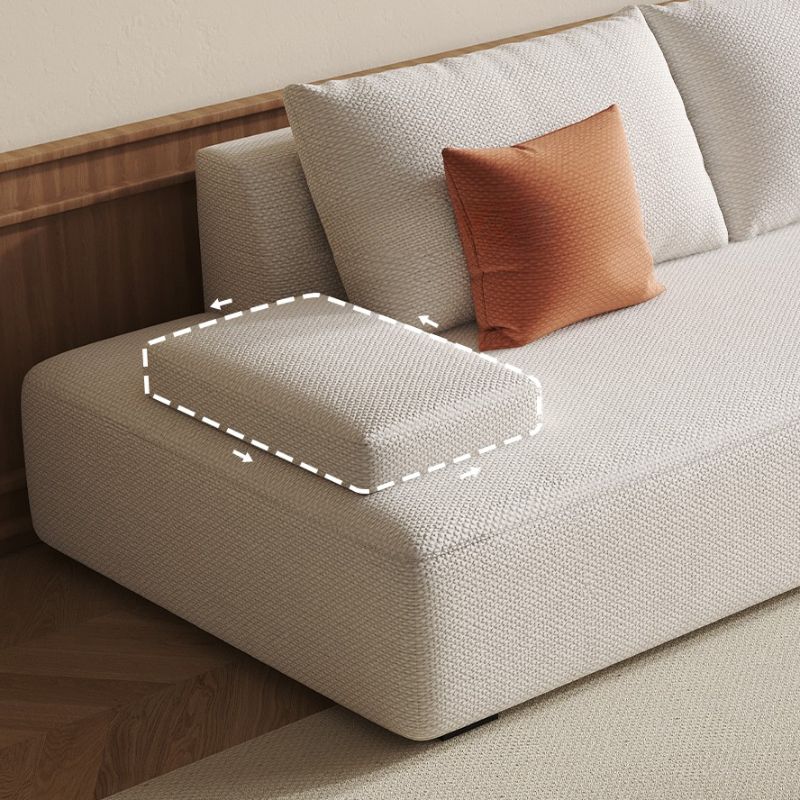 Modish Solid Color Stain Resistant Standard Sofa in Black/Light Gray/Beige for 6-Seater with 2 Pillows