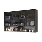 Modern Display Stand Wall Mounted Faux Wood Storage Cabinet for Dining Room