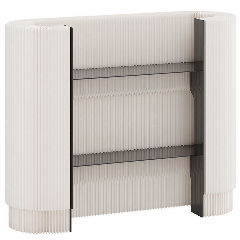 Contemporary Oblong Reception Desk in Ink/Dark Gray Polymerized Material Top