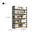 Modern Metal Display Stand with Wooden Shelves and Open Storage