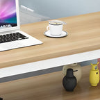 Modern Pub Table with Laminate Top and Four Legs in Wood Grain, Featuring Container Storage and Irregular Shape