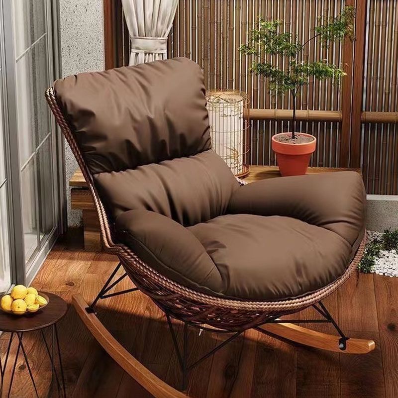 All-weather Cane Front Porch Rocking Chairs with Flared Arm and Stationary Rear Back