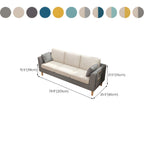 Scandinavian 3 Seater Sofa with Pillows Back and Tuxedo Arm and Solid Wood Legs