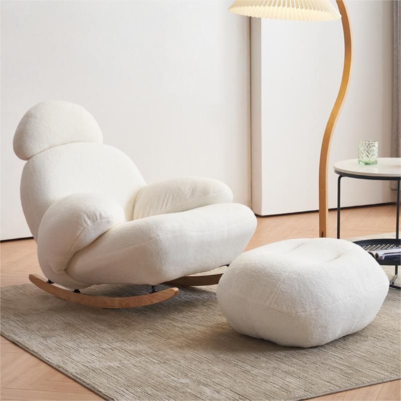 Rocking Chair Couch with Round Arm, Ottoman, Rear Back, Stationary