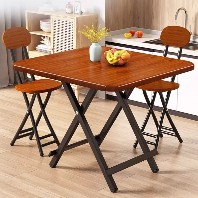 Composite Wood Dining Table with Crossed Legs, Scratch-proof, Foldable, Square Top for 2-seater