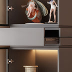 Rectangular Detached Accent Cabinet with Damp-proof, Scratch-immune Glazed Door in Chalk/Sepia and Soft Close Drawer