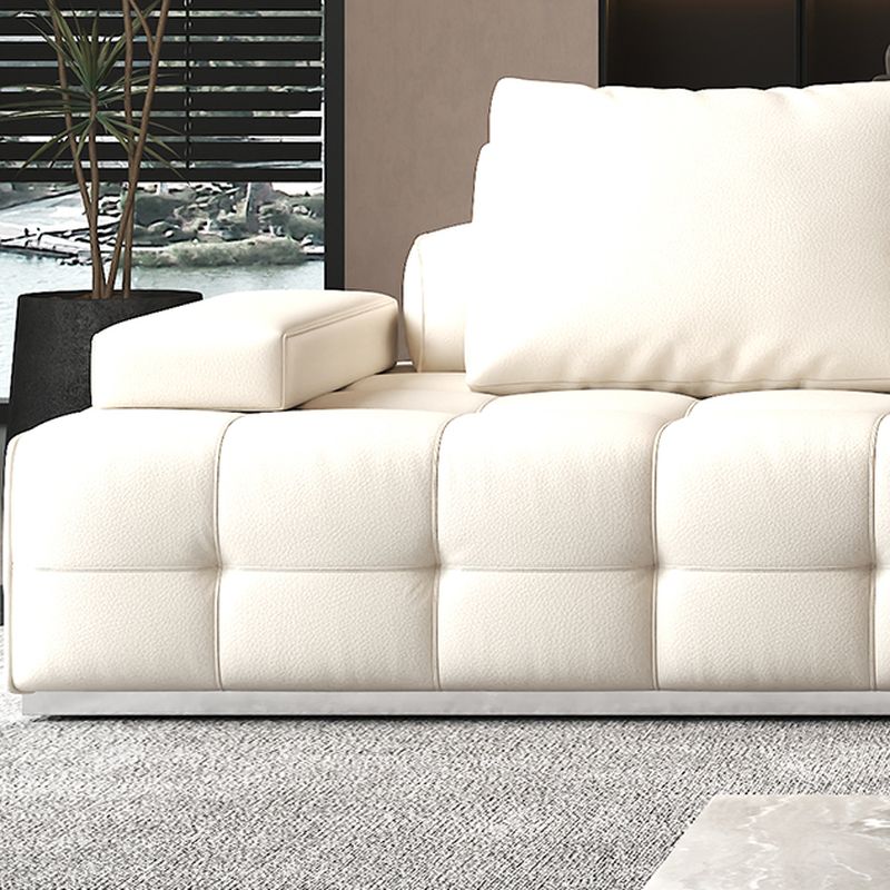 Modish Solid Color Water Resistant Standard Sofa in Chalk with 4-seater/5 Person/Seats 3 and 2 Pillows/3 Pillows/4 Pillows