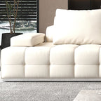 Modish Solid Color Water Resistant Standard Sofa in Chalk with 4-seater/5 Person/Seats 3 and 2 Pillows/3 Pillows/4 Pillows