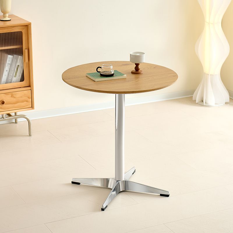 Silver Pedestal Panel Wood Dining Table, Rainproof and Perfect for 2-seater