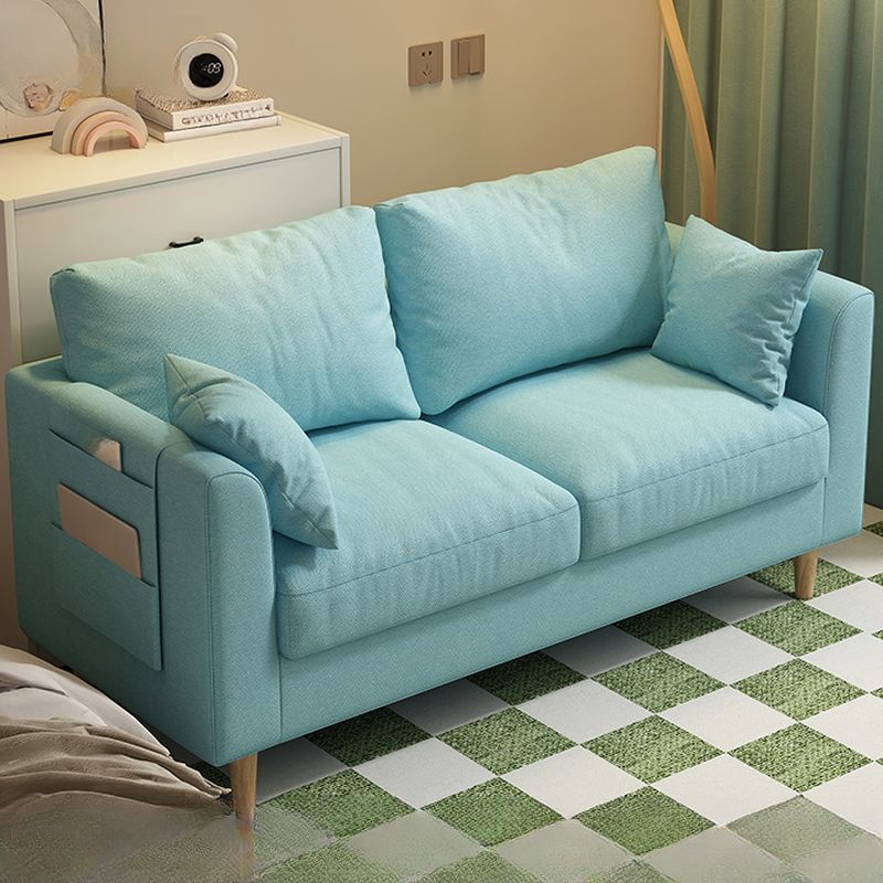 Loveseat in Flannel with Light Gray/Butter Color/Off-White Upholstery and Armrest