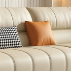 Tear Resistant Standard Sofa/Single Sofa in Full Grain Leather Off-White with 4 Pillows/1 Pillow
