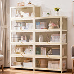 Ivory Rectangular Organizing Shelf with 6-Shelf, Vertical/Lateral Filing, Polymer Door, Closed Back