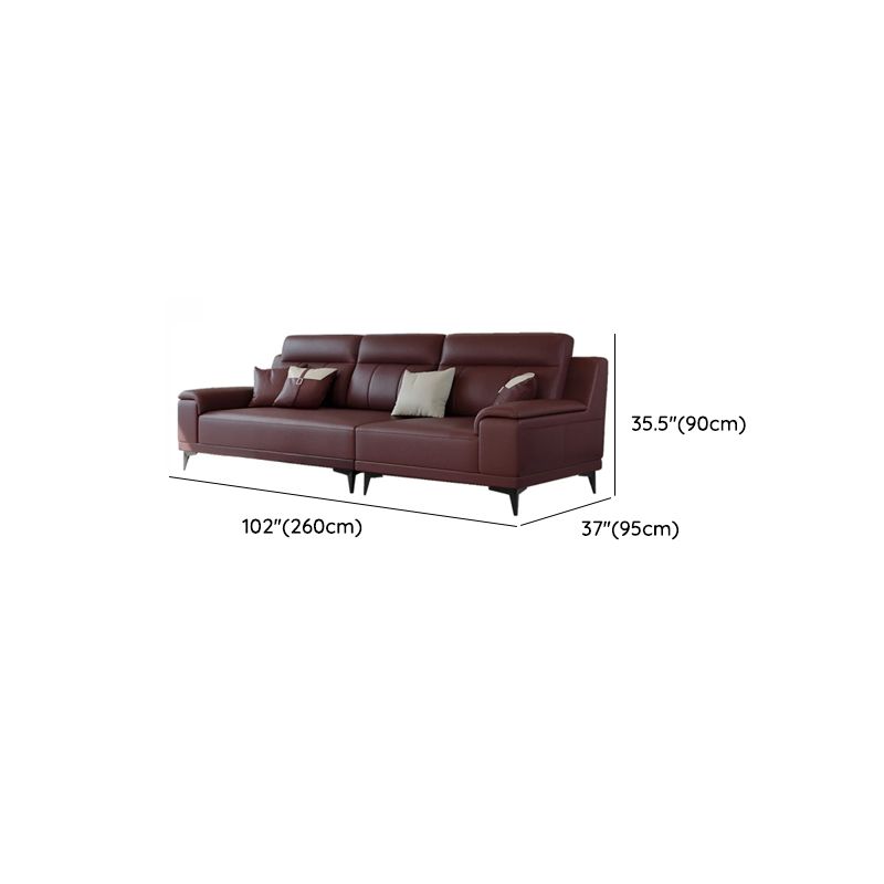 Modish Solid Color Stain Resistant Standard Sofa in Mocha Pu Leather with 2 Pillows, Seats 4/3/2-seater