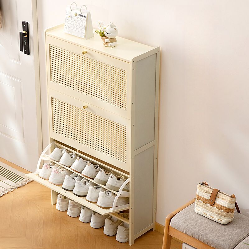 Art Deco Bambusa Shoe Wardrobe with 3 Tiers/2-Tier Shelf, Freestanding Cabinet Door