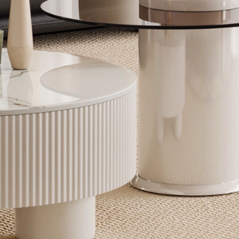 Simplistic Single Slate Side Table with Tripod Base in Chalk Circular Design and 2 Drawers