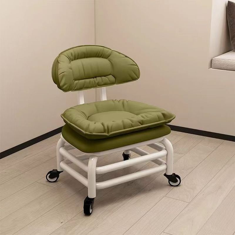 Modish Unique Solid Color Standard Ottoman in Pu Leather with Grey/Sage/Citrus Color and Caster Wheels