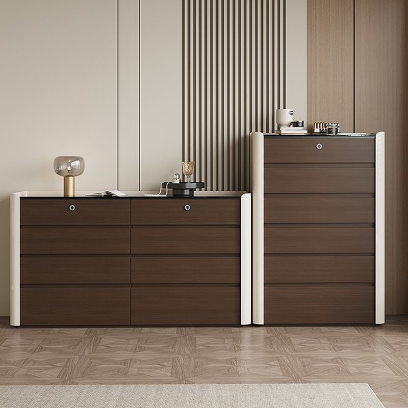 Sepia Modern & Contemporary Laminate Solid Color Jewelry Armoire with Drawers and Lockable