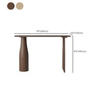 Coffee Wood/Natural Asymmetrical High Top Table in Natural Pine Wood with Three Legs and Upholstered Chair