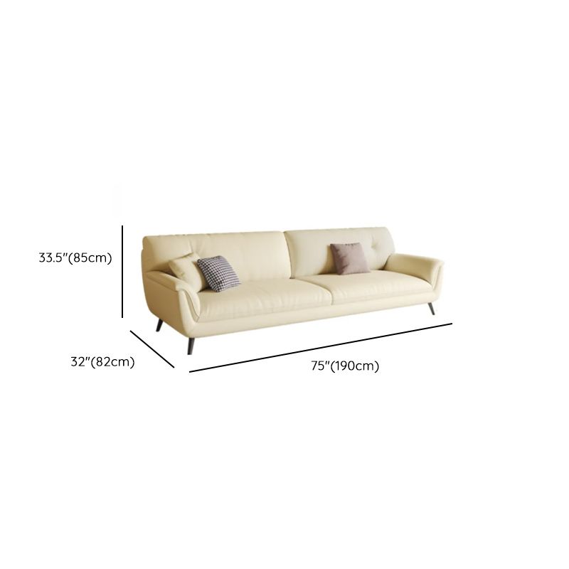 White Standard Sofa/Single Sofa with Armrest and 3 Pillows/1 Pillow