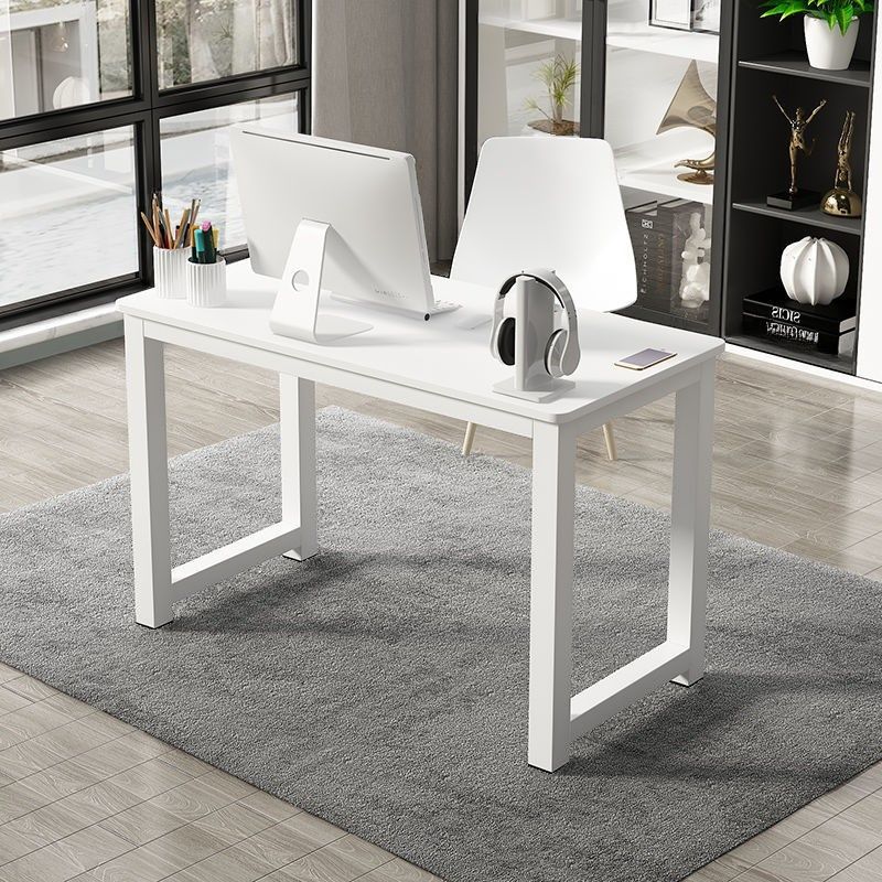 Modern Rectangular Laminate Writing Table in Chalk/Unfinished Color