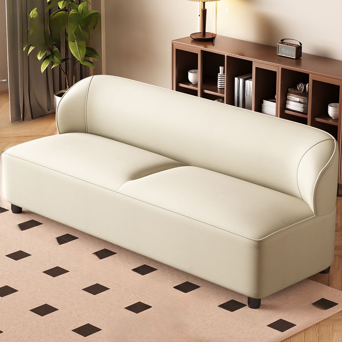 Trendy Solid Color Stain Resistant Loveseat in Emerald Green/Auburn/Beige for 2 People