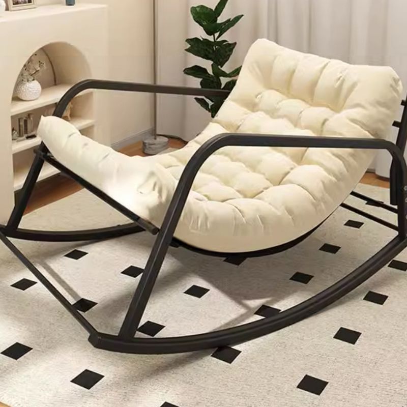 Elegant Black Upholstered Rocking Chair with Slipcover - Modern Style Design for Two People