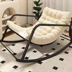 Elegant Black Upholstered Rocking Chair with Slipcover - Modern Style Design for Two People