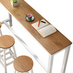 Simplistic Pub Table with Lumber Top and Trestle Base in Natural Finish, Rectangle Shape with Foot Pedestal