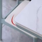 Simplistic Rectangular Dining Table with Slate Tabletop and Fold-away Leaf in Gray/White, Scratch-proof