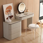 Modish Large/Standard Vanity Set with Natural Wood Table Top, White Chair, and 8/5 Drawers