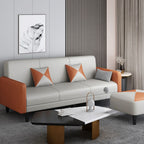 Trendy Solid Color Stain Resistant Standard Sofa in Grey/Cerulean/Beige with Arm, 4-seater/Seats 3 and 2 Pillows